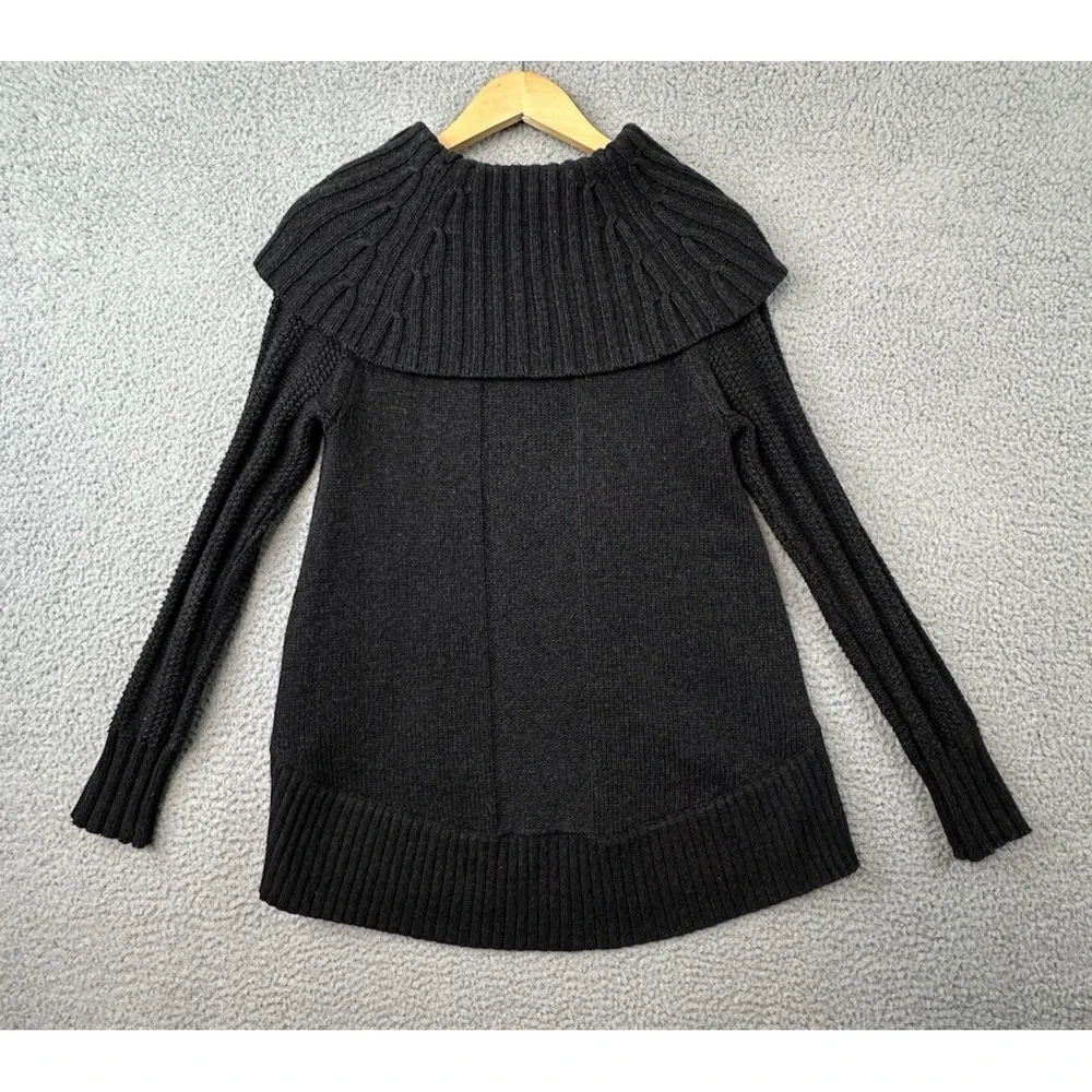 Smartwool Crestone Tunic Sweater Womens Small Black Cowl Neck Cable Knit Cozy